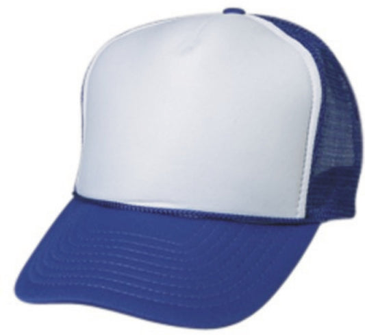Trucker Mesh Royal Blue with WHITE Front Cap or Hat - 0111-11/39/11