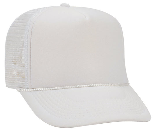 Solid Trucker Mesh White Cap or Hat - 0111-39