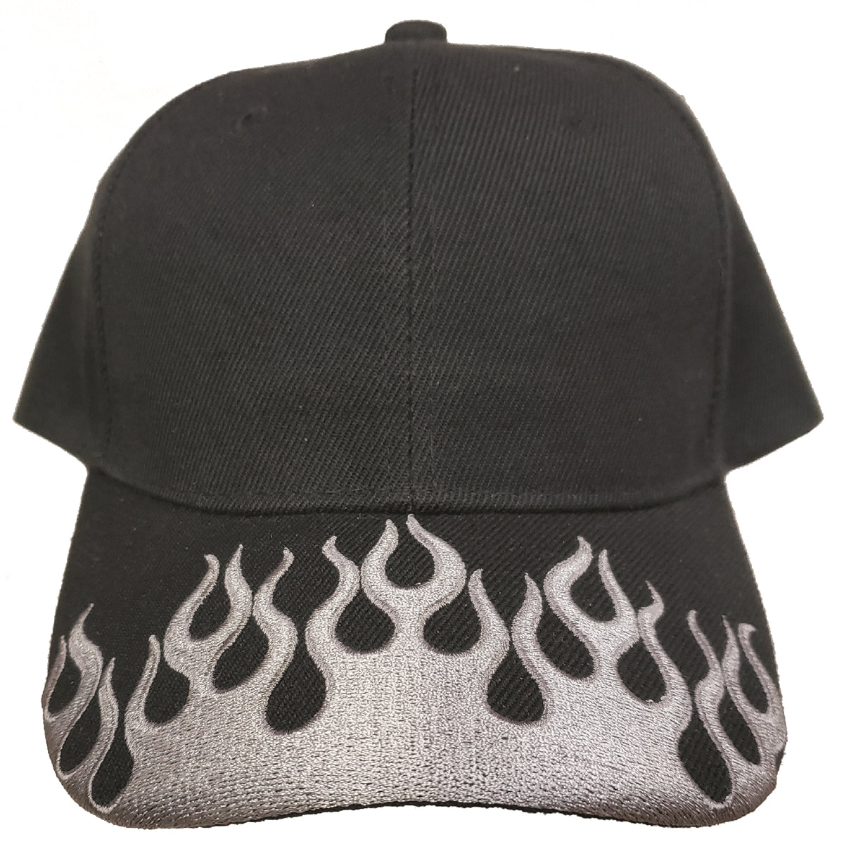 Gray Flame Fire on Black Hat or Cap 0112-58/01