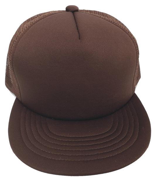 Solid Trucker Brown RED Cap or Hat with FLAT Bill or Visor - 0141-17