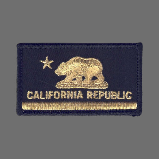 CALIFORNIA Flag Metallic Gold on Black Patch - 1204-21M
