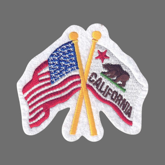 California and USA Flags Souvenir Patch - 1215