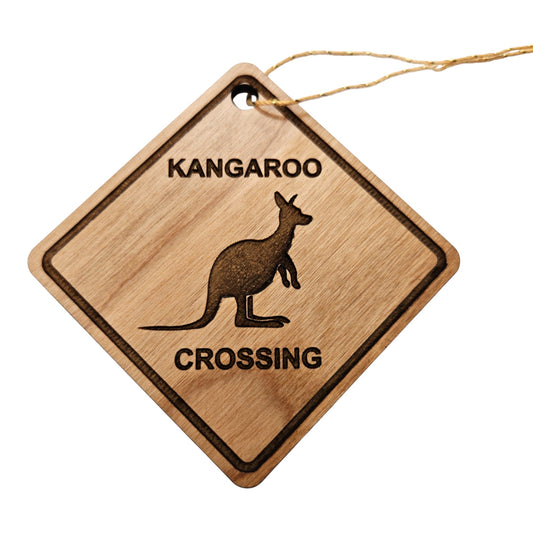 Kangaroo Crossing Ornament - Wood Souvenir - 15222