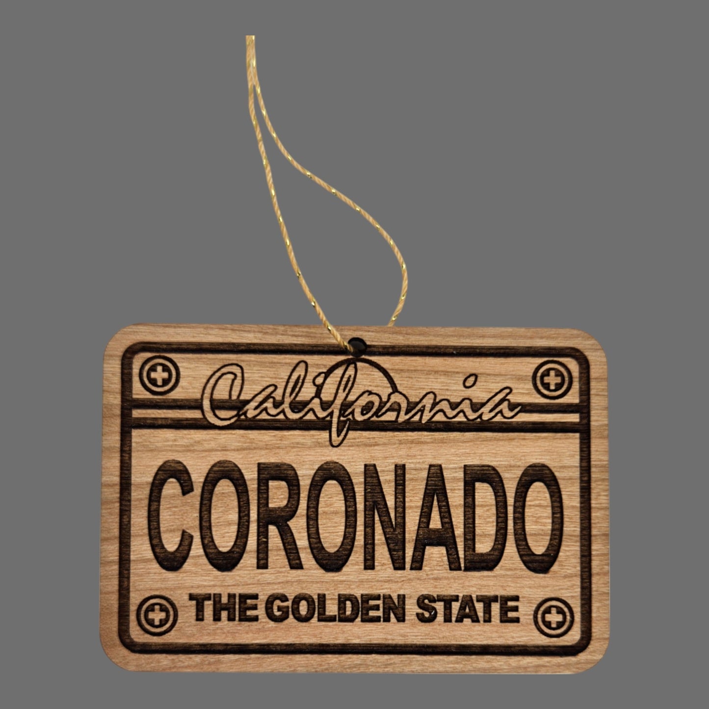 Coronado California License Plate Christmas Ornament Handmade Wood Ornament Made in USA San Diego Souvenir CA