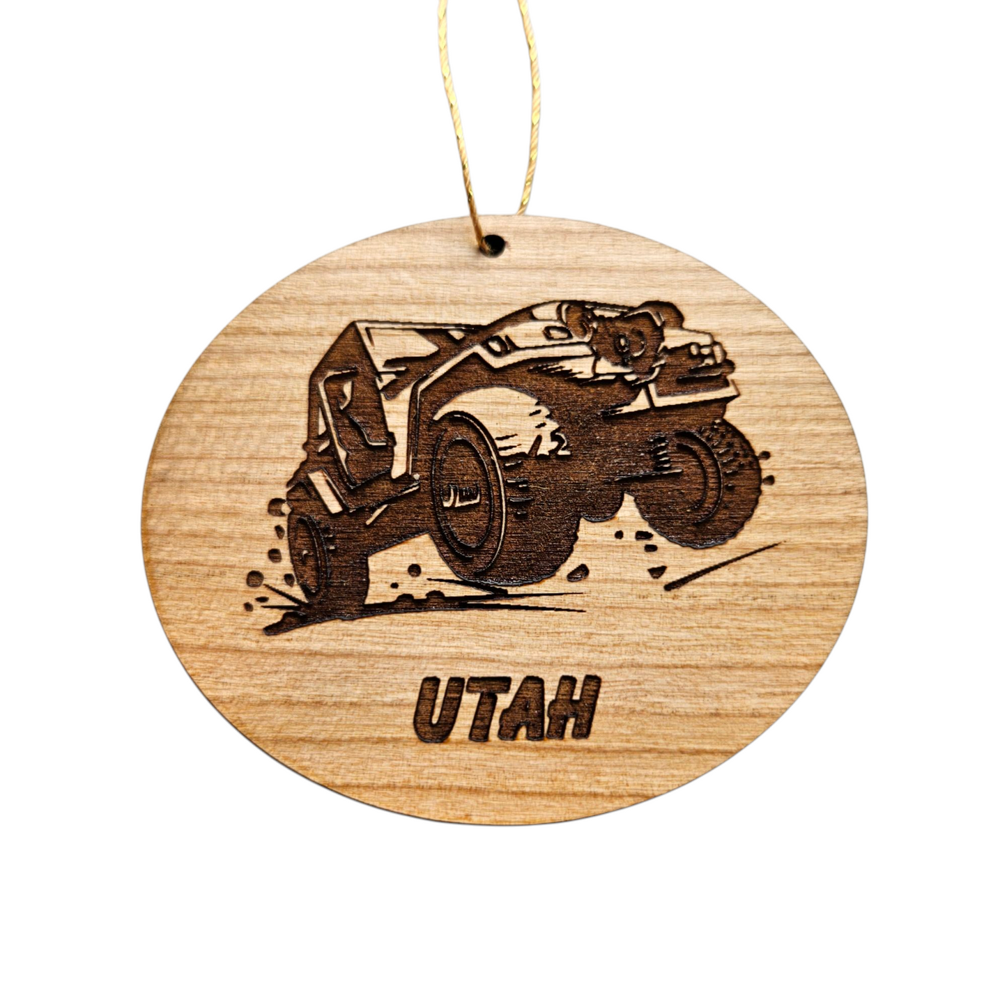 Utah Wood Ornament - 4 Wheeling UT 4x4 Rock Crawling - Handmade in USA Souvenir - 15787