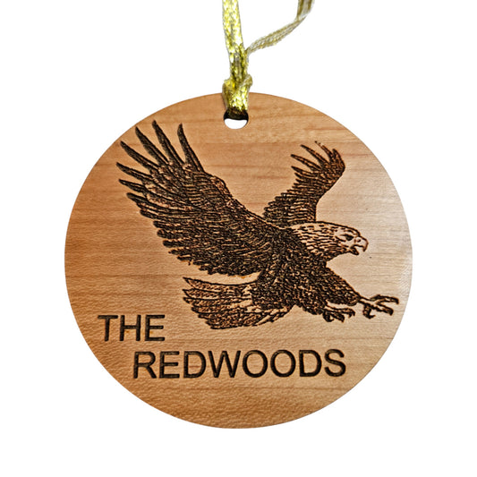 Eagle Flying The Redwoods Ornament - Handmade Wood Souvenir - 15807