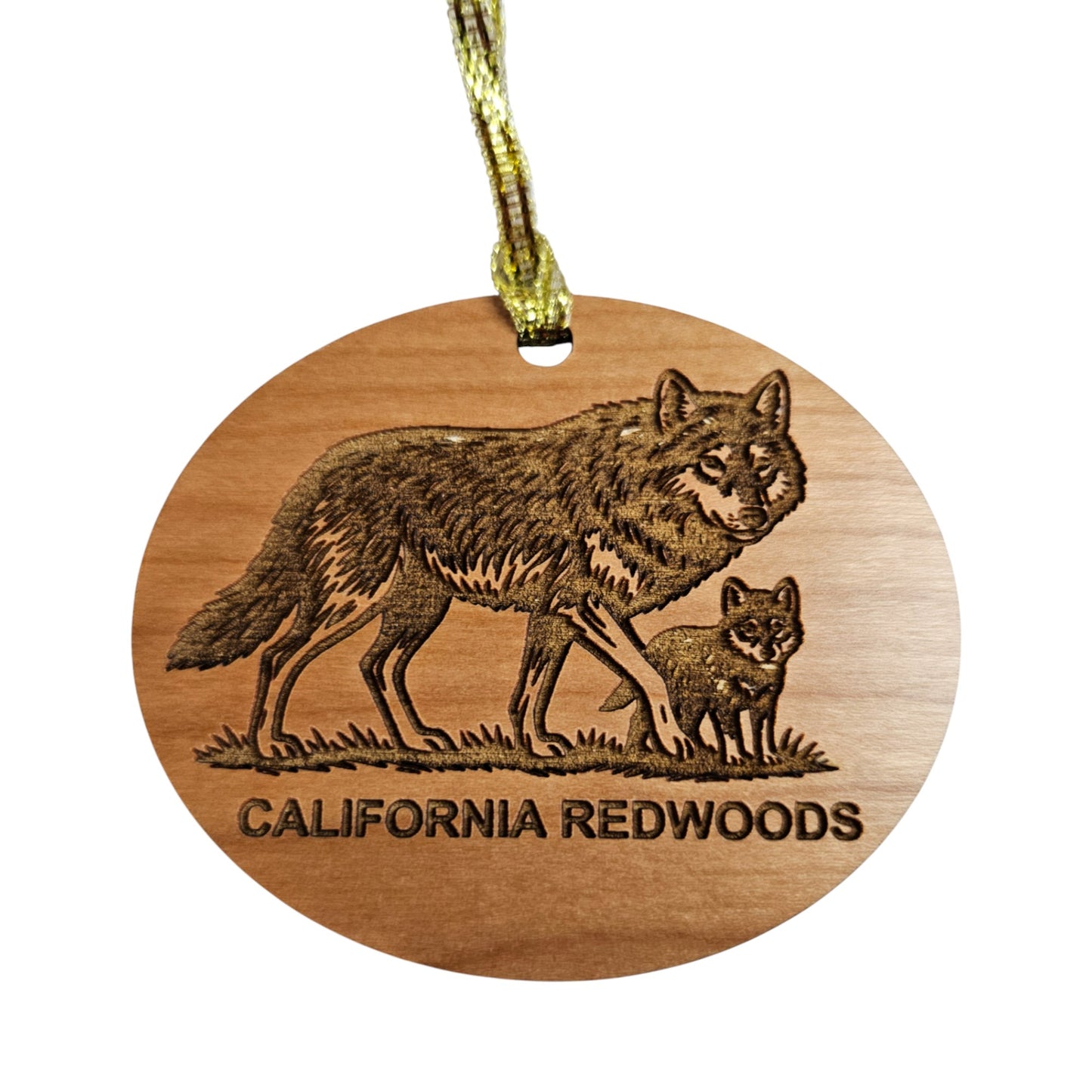 Wolf with Cub California Redwoods Ornament - Wood Souvenir - 15811