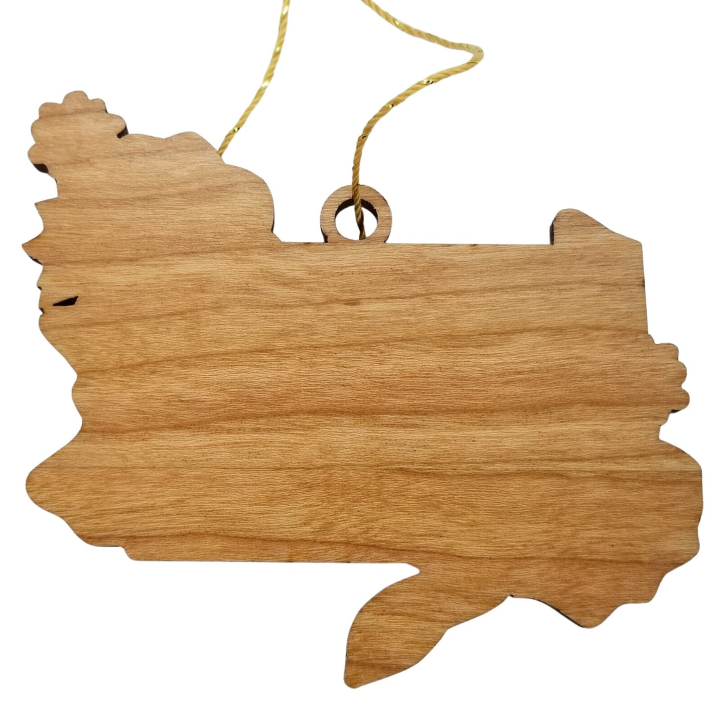 Pennsylvania Wood Ornament - State Shape with State Flowers Mountain Laurels PA - Handmade Wood Ornament Made in USA Christmas Decor