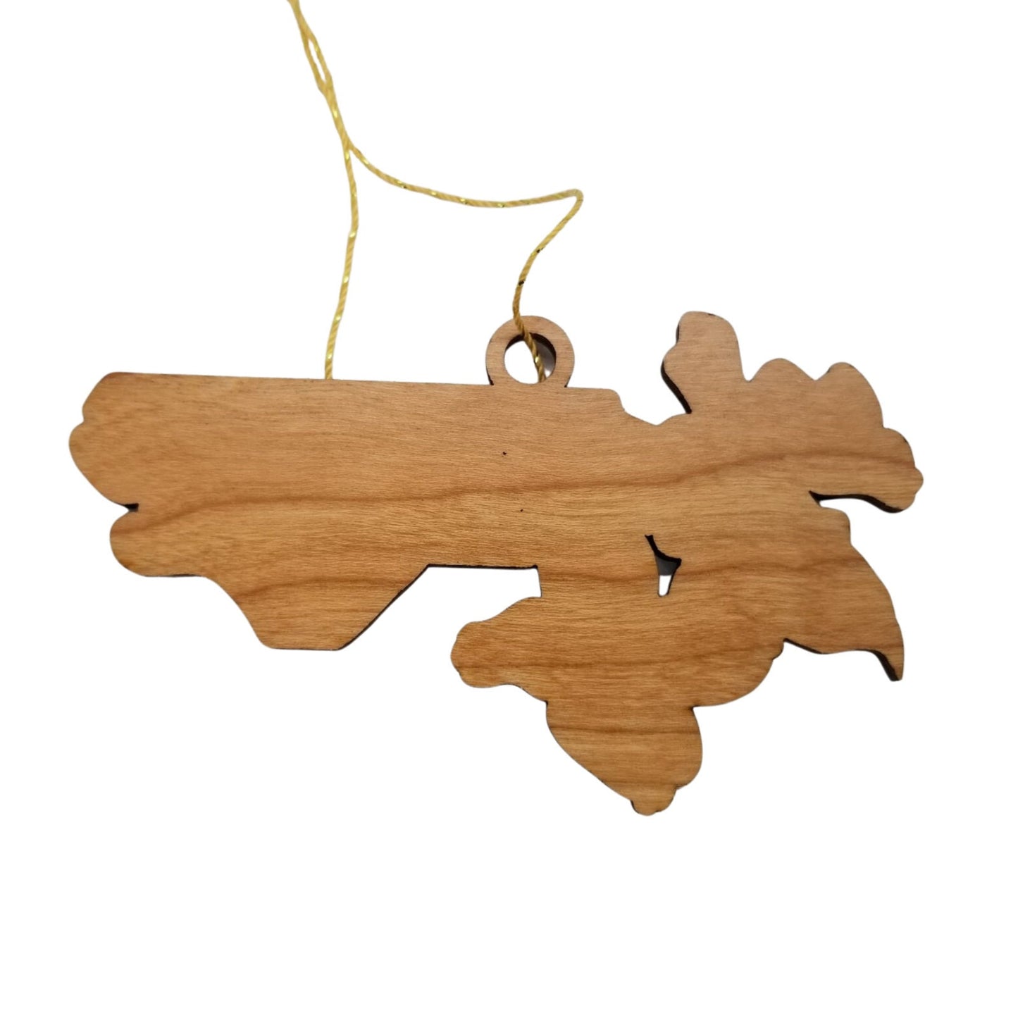 North Carolina Wood Ornament - State Shape with State Flowers Flowering Dogwoods NC - Handmade Wood Ornament Made in USA Christmas Decor