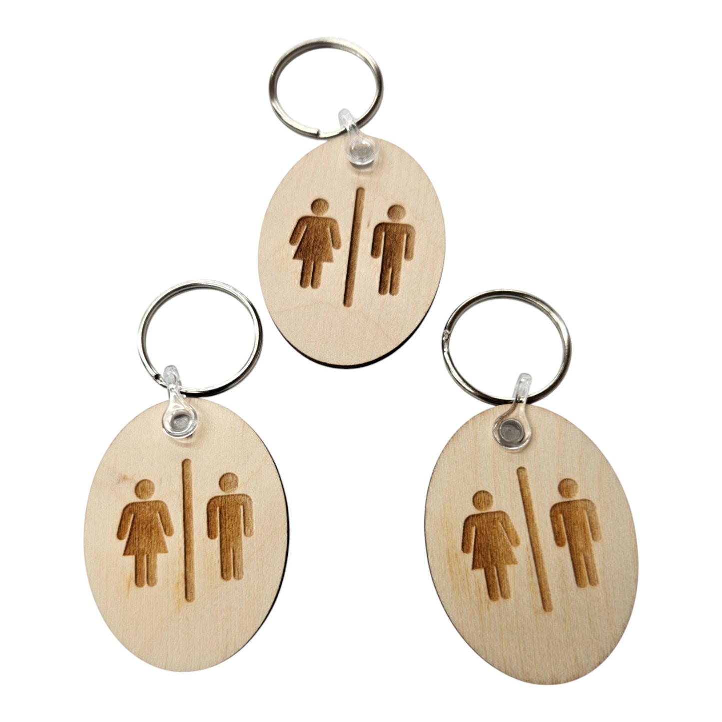 Bathroom Wood Keychain Key Ring Keychain Gift - Key Chain Key Tag Key Ring Key Fob - Restroom Key Marker