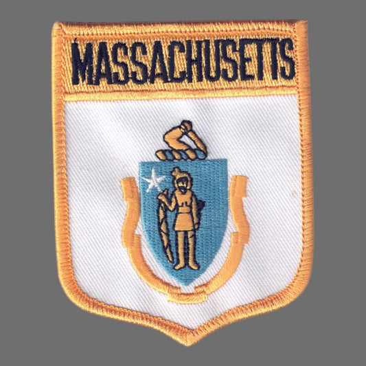 MASSACHUSETTS large flag shield uniform or souvenir embroidered patch - 2052