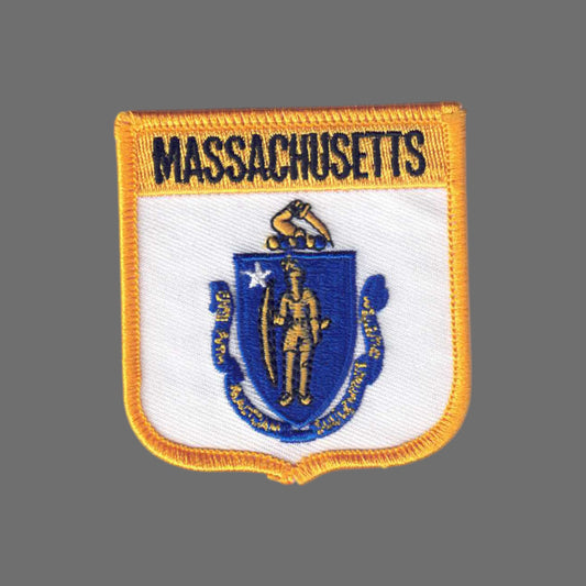 MASSACHUSETTS Med Flag Shield Souvenir Patch - 2055