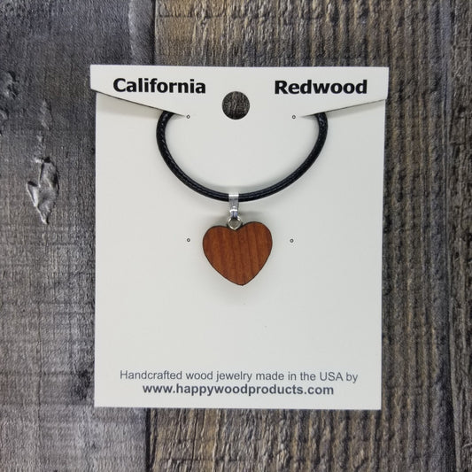 Redwood Heart Necklace Medium - Wood Necklace - California Redwoods - CA Souvenir Anniversary Gift -N6