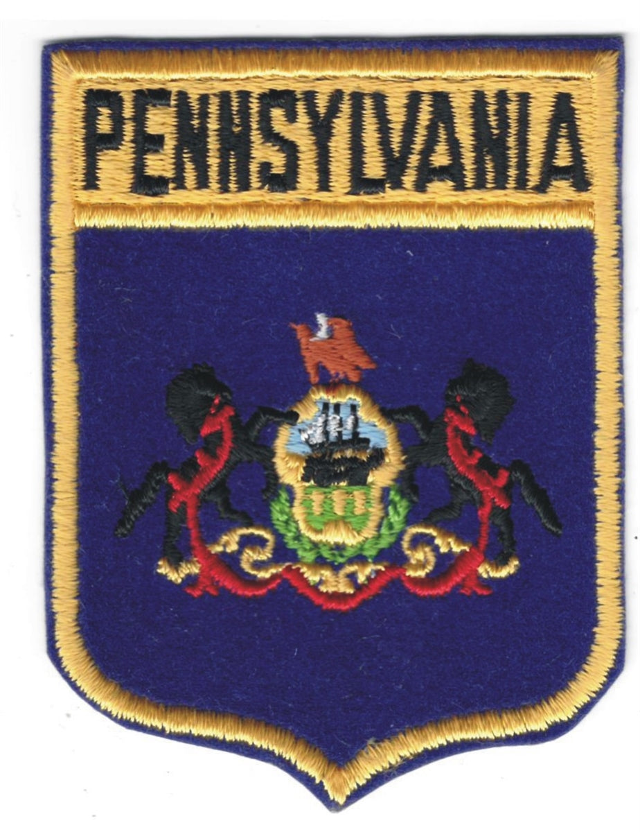 PENNSYLVANIA flag shield souvenir embroidered patch, PA, PENN