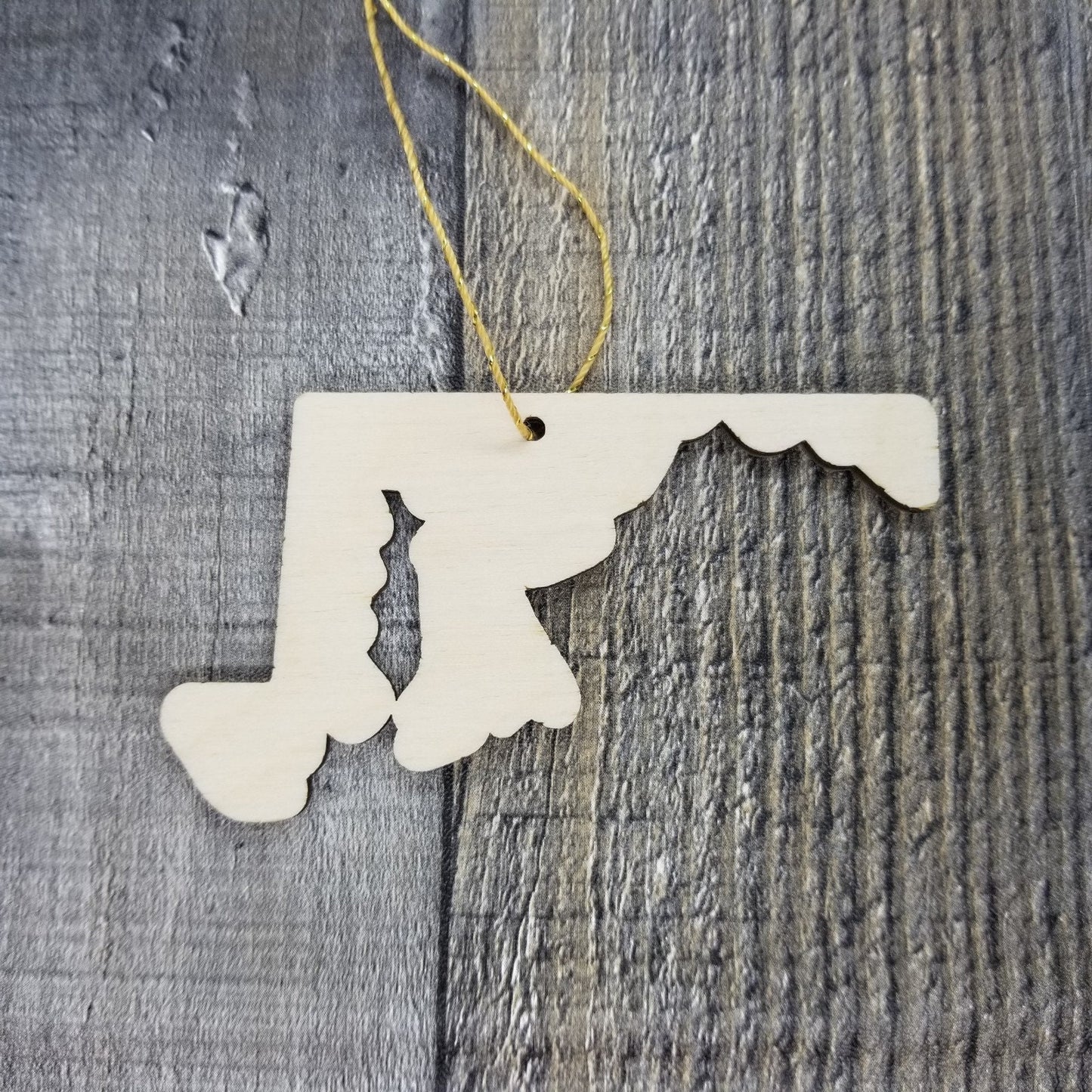 Maryland Wood Ornament - MD State Shape with State Motto - Handmade Wood Ornament Made in USA Christmas Decor