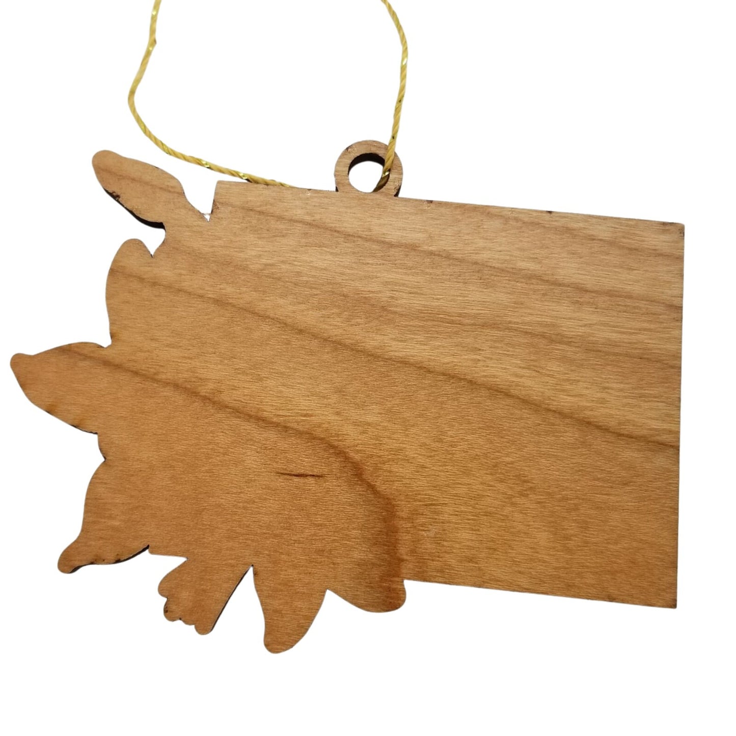 Colorado Wood Ornament - CO State Shape with State Flowers Colorado Blue Colulmbine - Handmade Wood Ornament Made in USA Christmas Decor