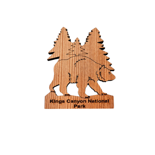 Kings Canyon National Park Bear Tree Wood Magnet Souvenir Handmade in USA - 4002KING