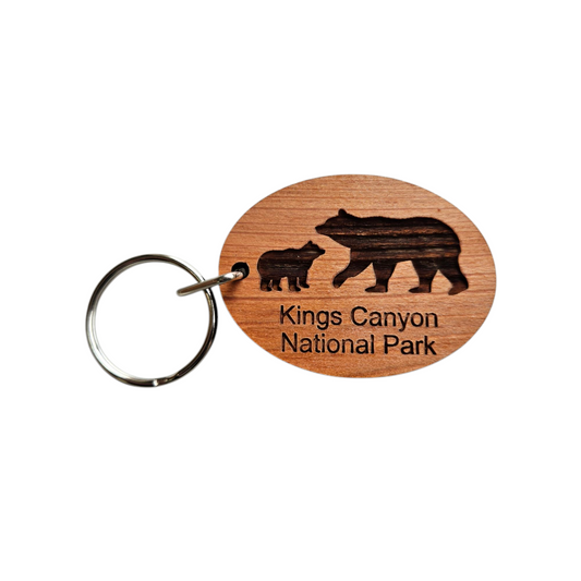 Kings Canyon National Park Keychain CA Bear and Cub Wood Keyring Souvenir Travel Key Tag - 4082KC