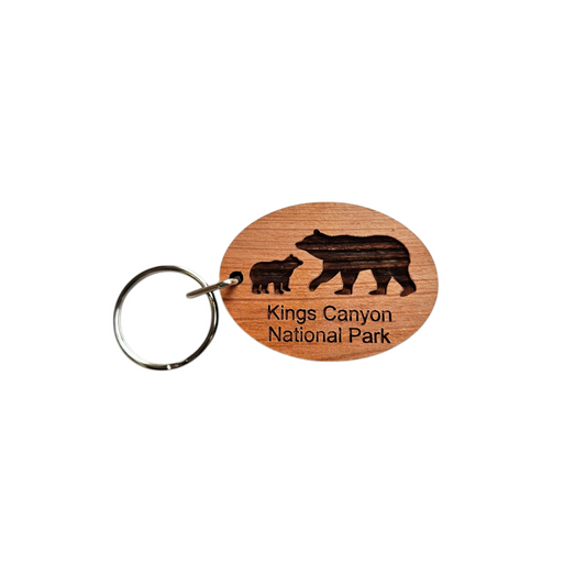 Kings Canyon National Park Keychain CA Bear and Cub Wood Keyring Souvenir Travel Key Tag - 4082KC