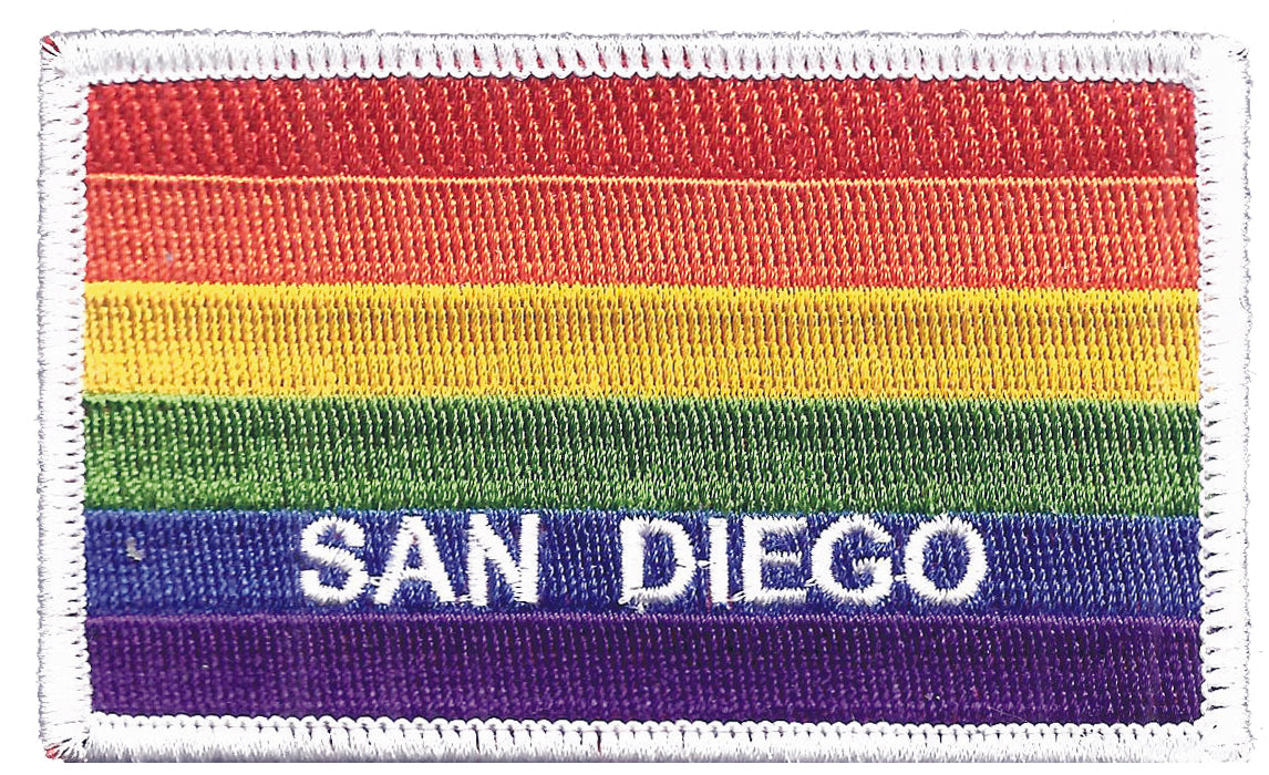SAN DIEGO rainbow gay pride flag - white border - embroidered patch - 4719-39