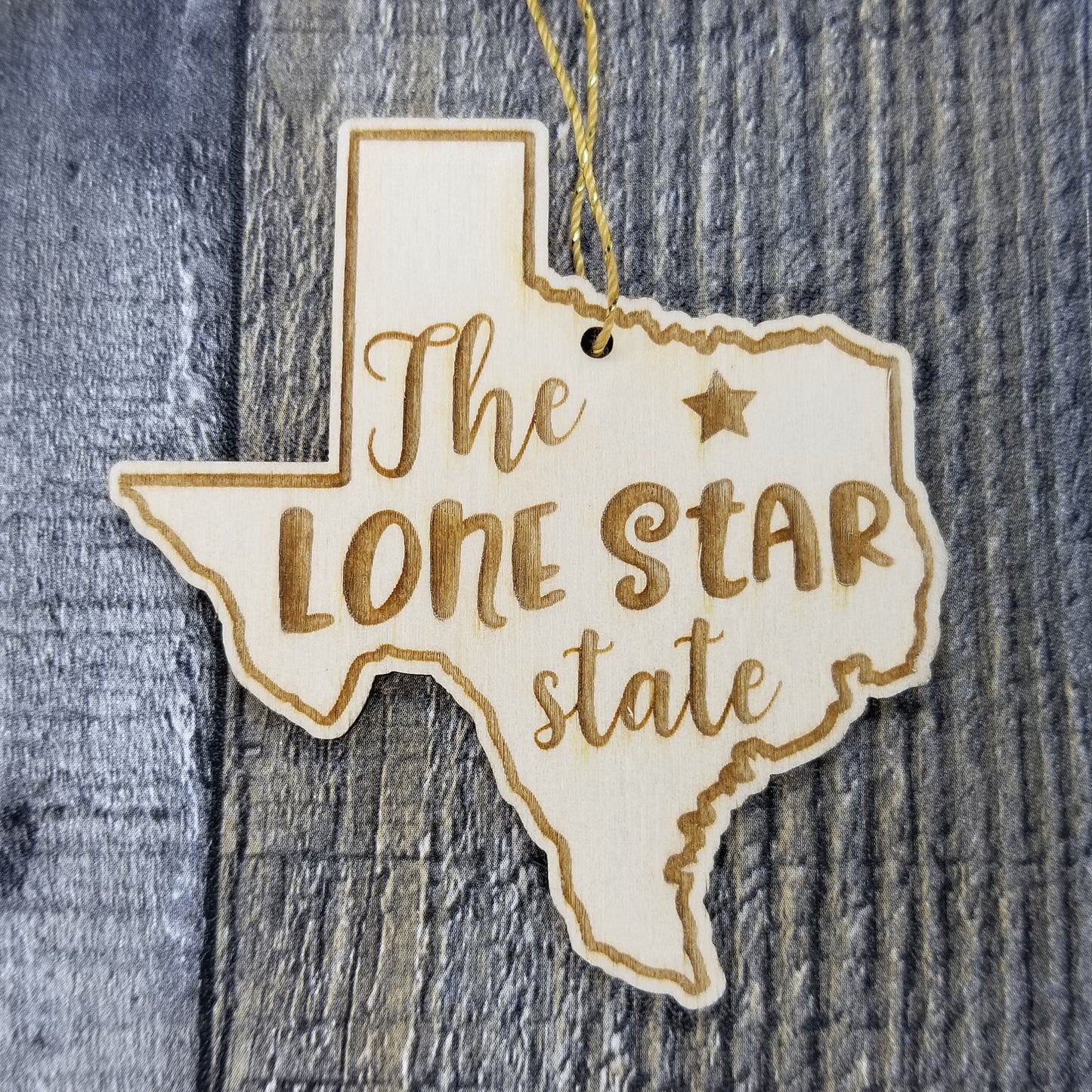 Texas Wood Ornament - TX State Shape with State Motto - Handmade Wood Ornament Made in USA Christmas Decor