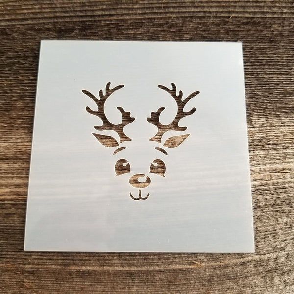 Reindeer Face Stencil Reusable Food Safe Cookie Decorating Craft Painting Christmas Winter Windows Signs Mylar Multiple Sizes