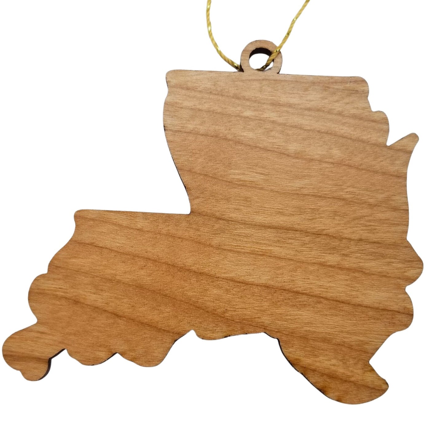 Louisiana Wood Ornament - LA State Shape with State Flowers Magnolia Blossoms - Handmade in USA - 15558