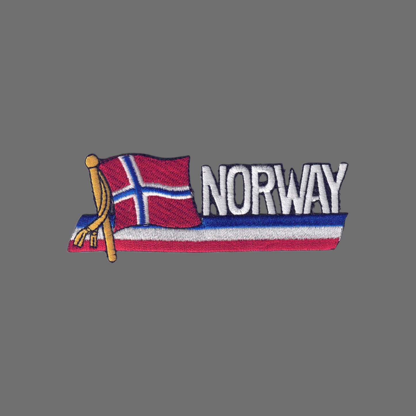 NORWAY Wavy Flag Ribbon Patch - 6546