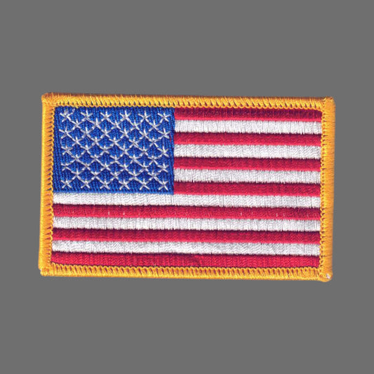 USA Flag Patch Gold Border 3.5 Inch Wide - 6837G