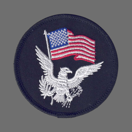 USA Wavy Flag and White Eagle Black Patch - 6844