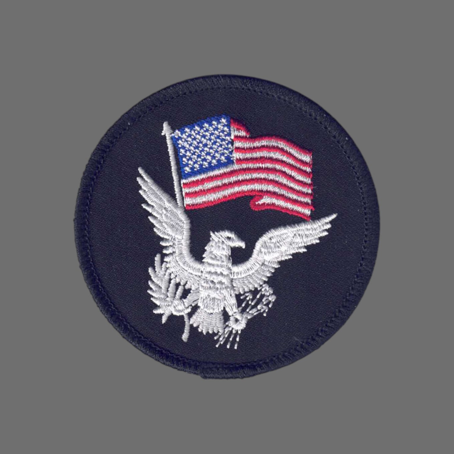 USA Wavy Flag and White Eagle Black Patch - 6844