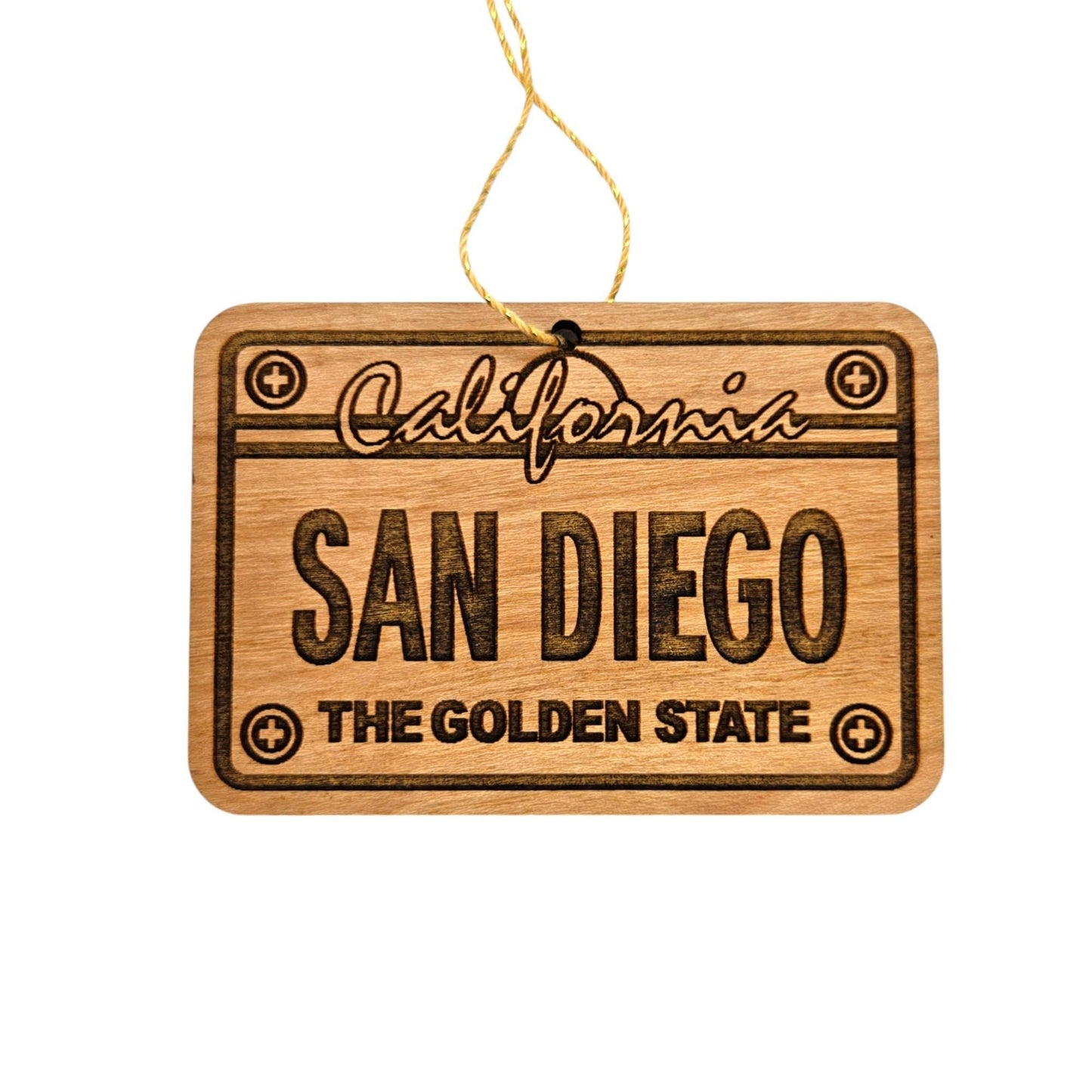 San Diego California License Plate Christmas Ornament Handmade in USA Wood Souvenir CA - 15752