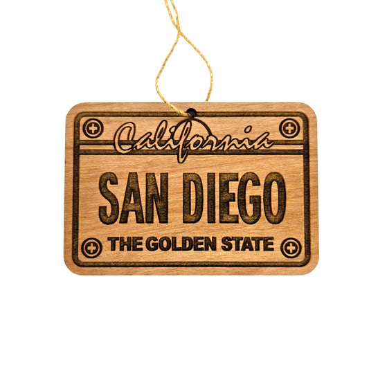 San Diego California License Plate Christmas Ornament Handmade in USA Wood Souvenir CA - 15752