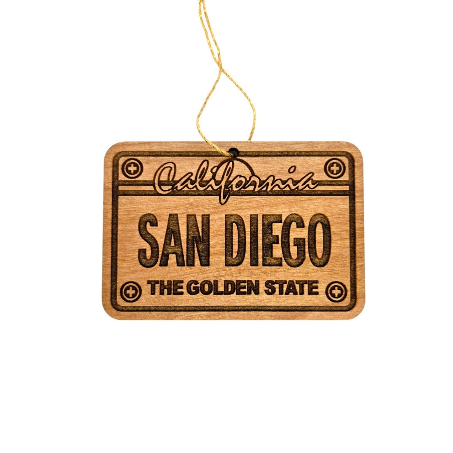 San Diego California License Plate Christmas Ornament Handmade in USA Wood Souvenir CA - 15752