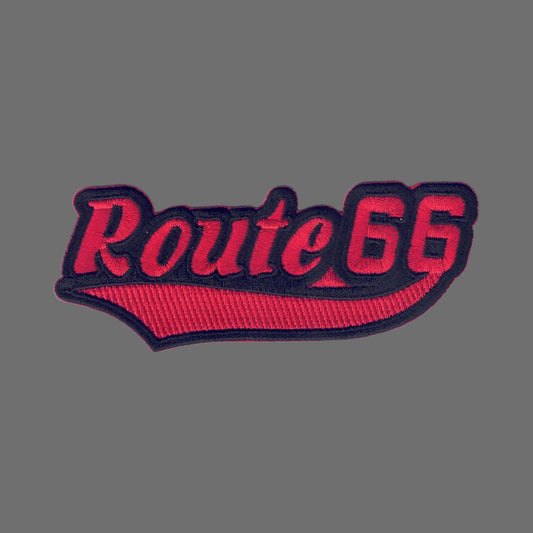 Route 66 Script Text Red Black Patch - 7467-36-01