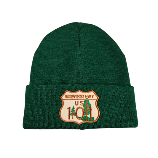 US 101 Redwood Hwy Dark Green Knit Beanie - B1028