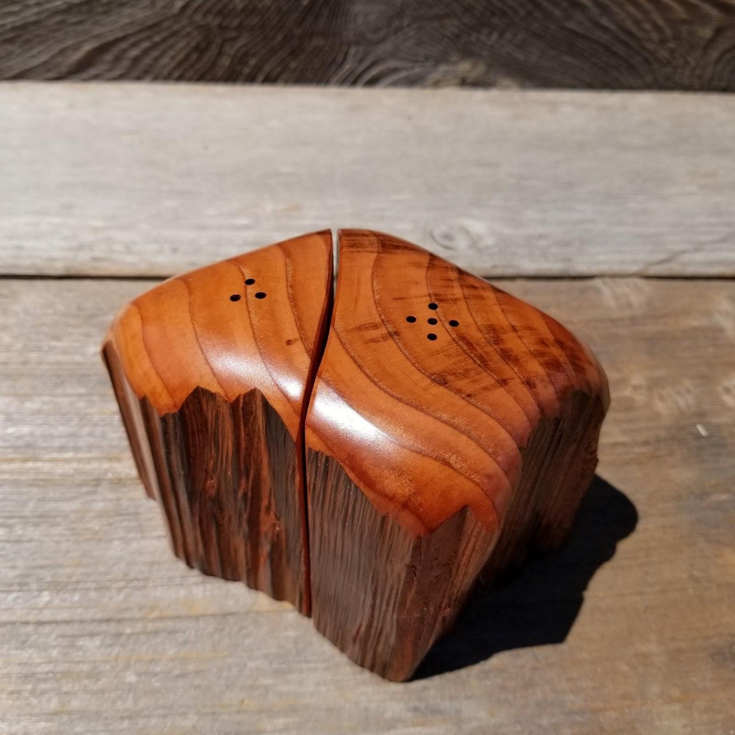 Wood Salt and Pepper Shakers Redwood Rustic Handmade - 1056 ASST