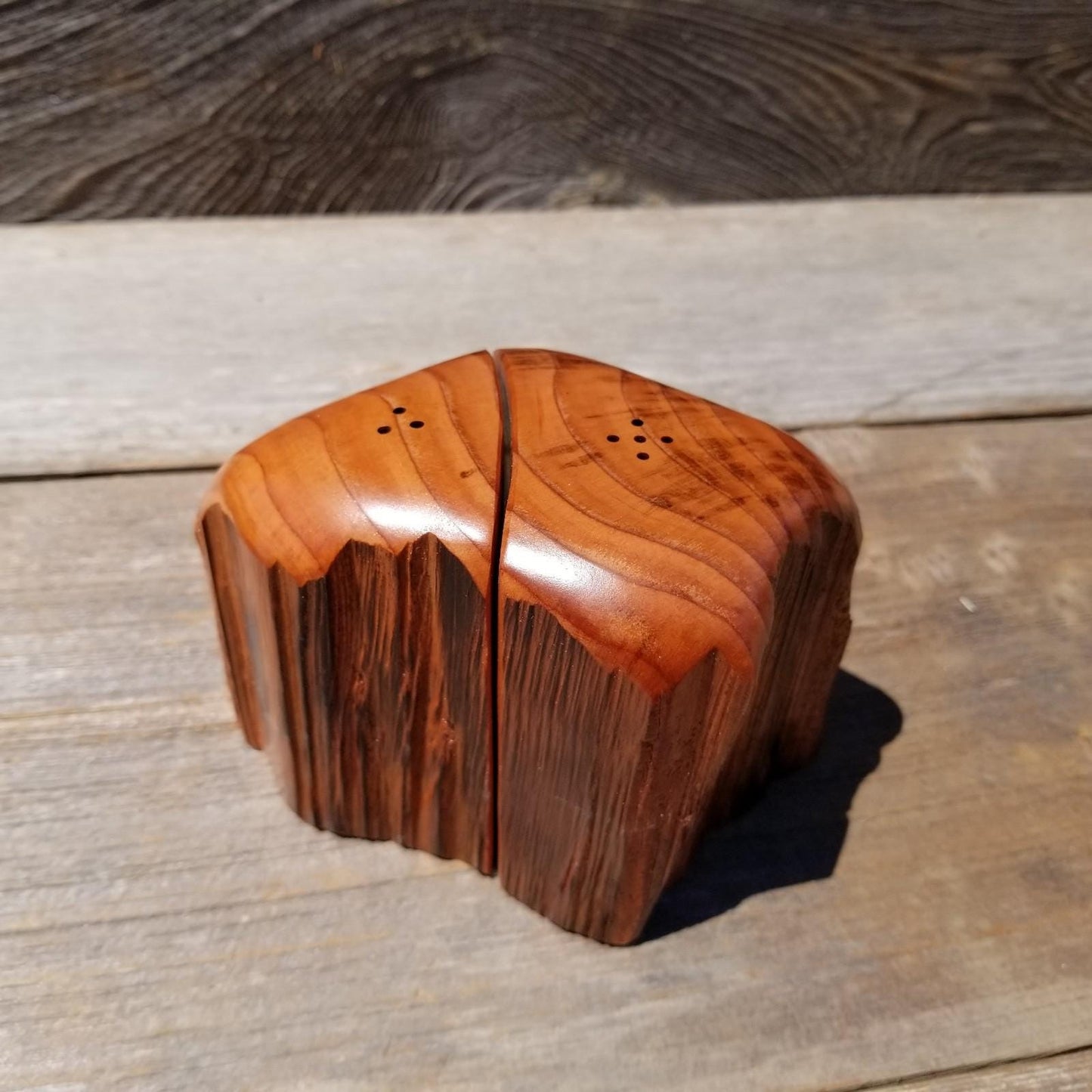 Wood Salt and Pepper Shakers Redwood Rustic Handmade - 1056 ASST