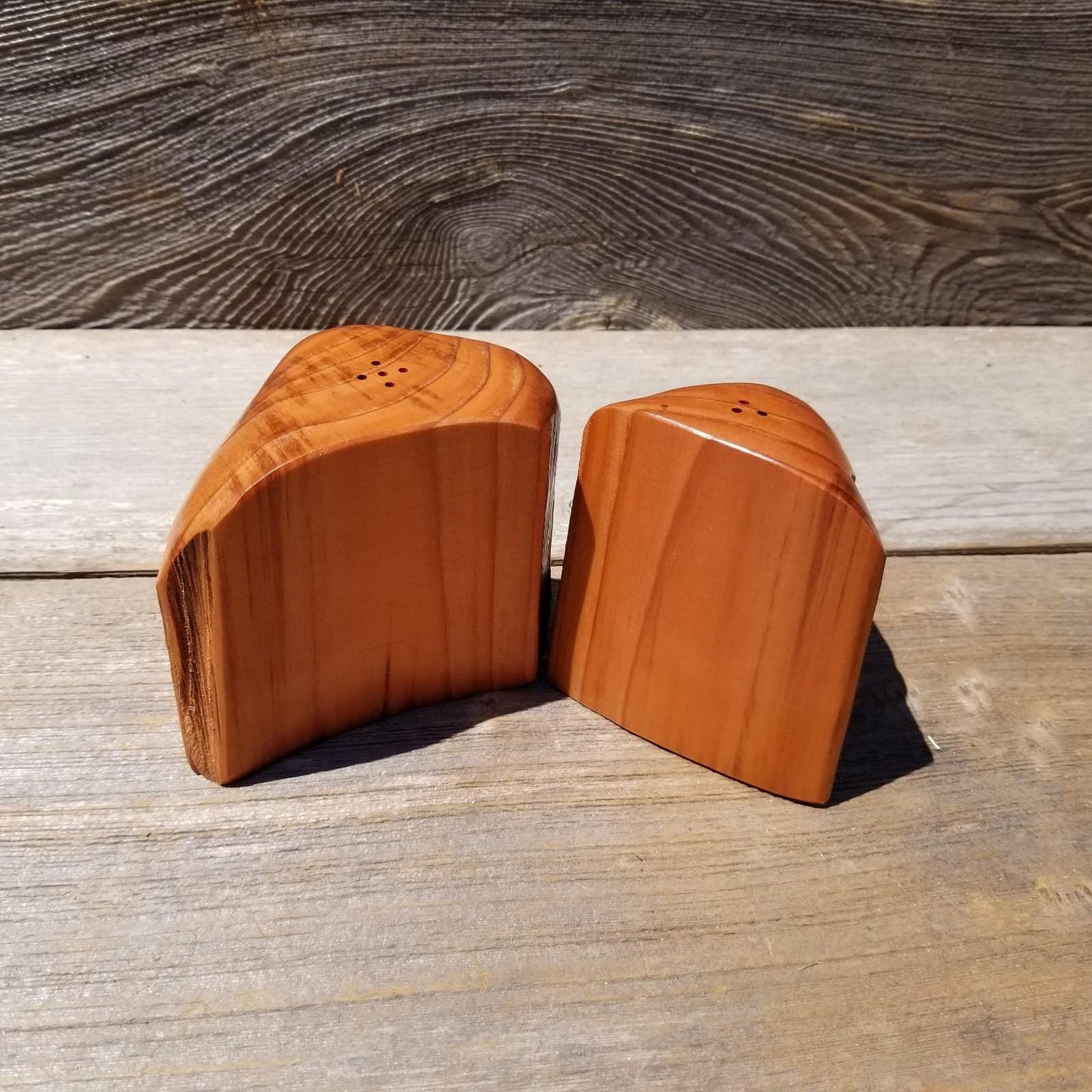 Wood Salt and Pepper Shakers Redwood Rustic Handmade - 1056 ASST