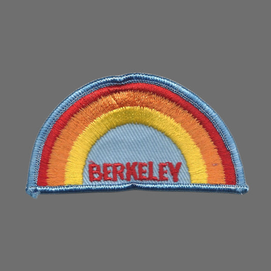 Vintage Berkeley Rainbow with Light Blue Border Embroidered Patch SEW On - BERKELEY-04LB