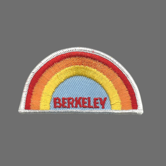 Vintage Berkeley Rainbow with White Border Embroidered Patch SEW On - BERKELEY-04WH
