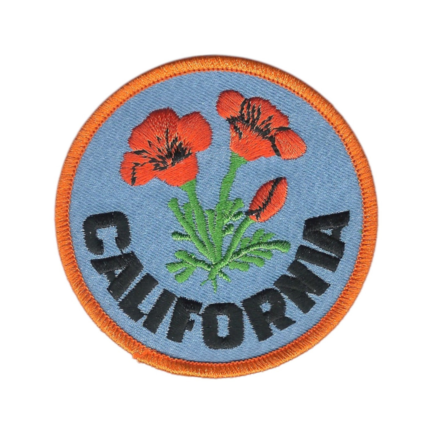 California poppy 3" Souvenir Embroidered Patch Iron On CA-09
