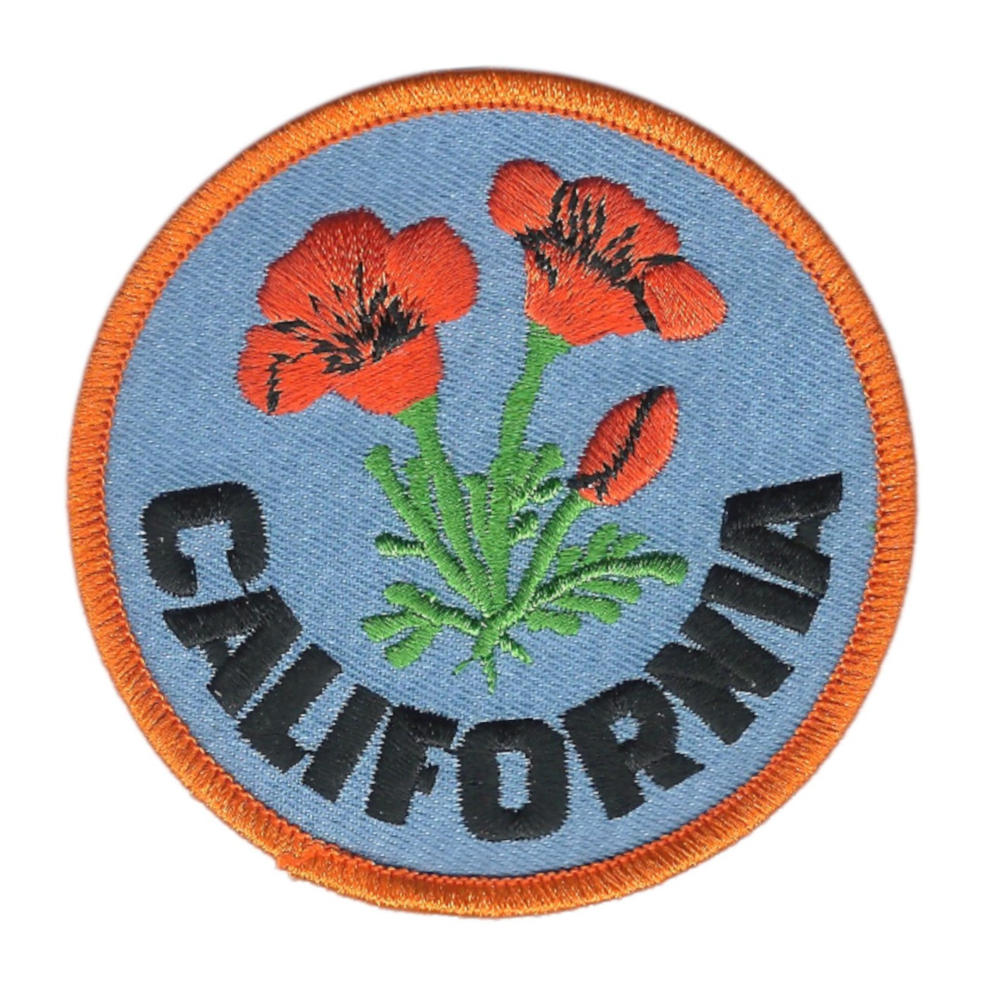 California poppy 3" Souvenir Embroidered Patch Iron On CA-09
