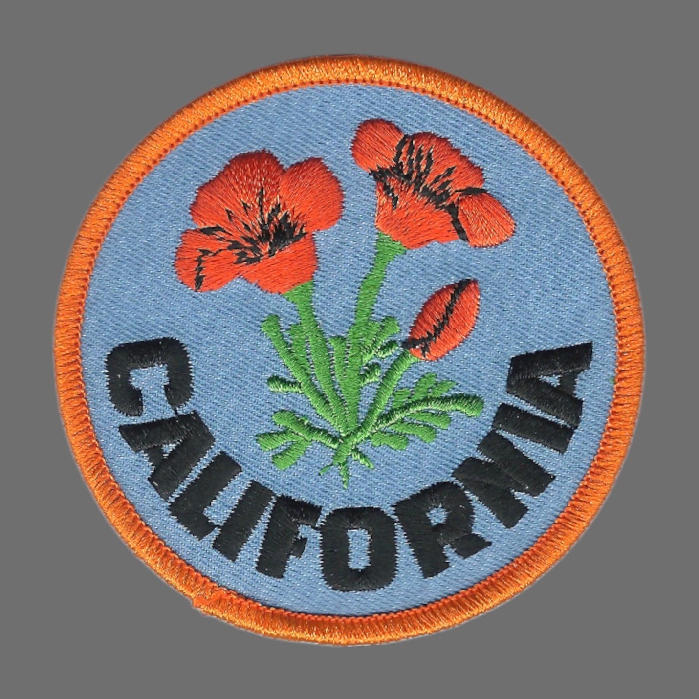 California poppy 3" Souvenir Embroidered Patch Iron On CA-09