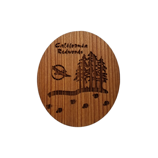 Trees Eagle Tracks Magnet Handcrafted Wood Souvenir California Redwood Handmade in USA - M4007