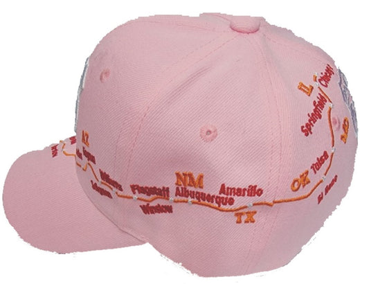 ROUTE 66 Pink City Road Pink Map Cap Hat - H1016P
