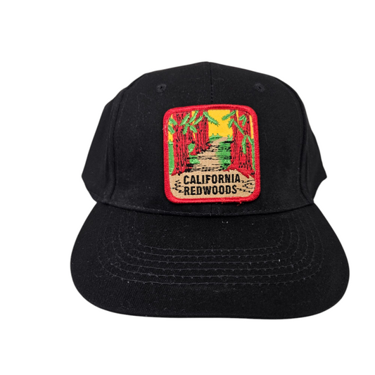 CALIFORNIA REDWOODS Square Patch Basic Black Cap Or Hat - H1058