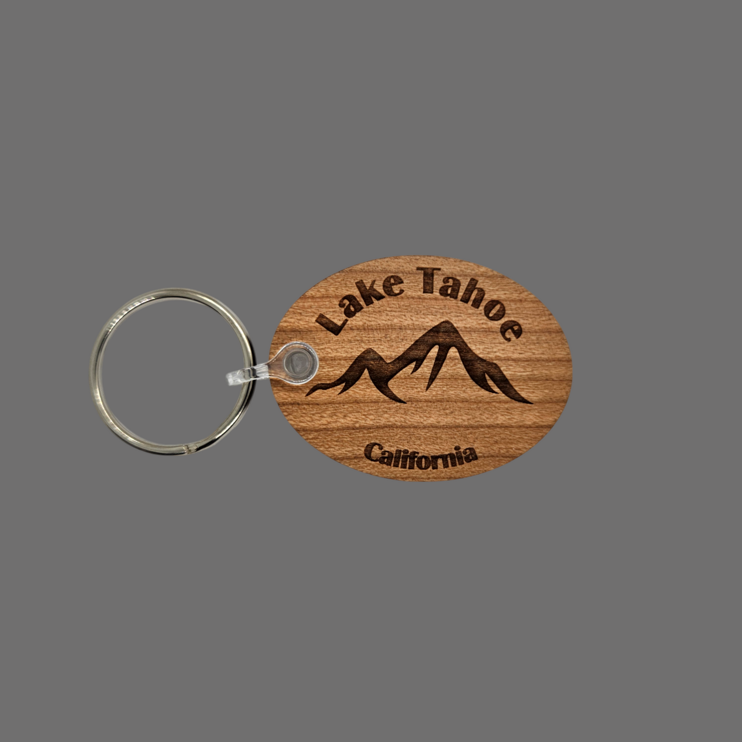 Lake Tahoe CA Keychain Mountains Wood Keyring Skiing Snowboarding Sierra Nevada Mountains Souvenir Travel Key Tag Bag