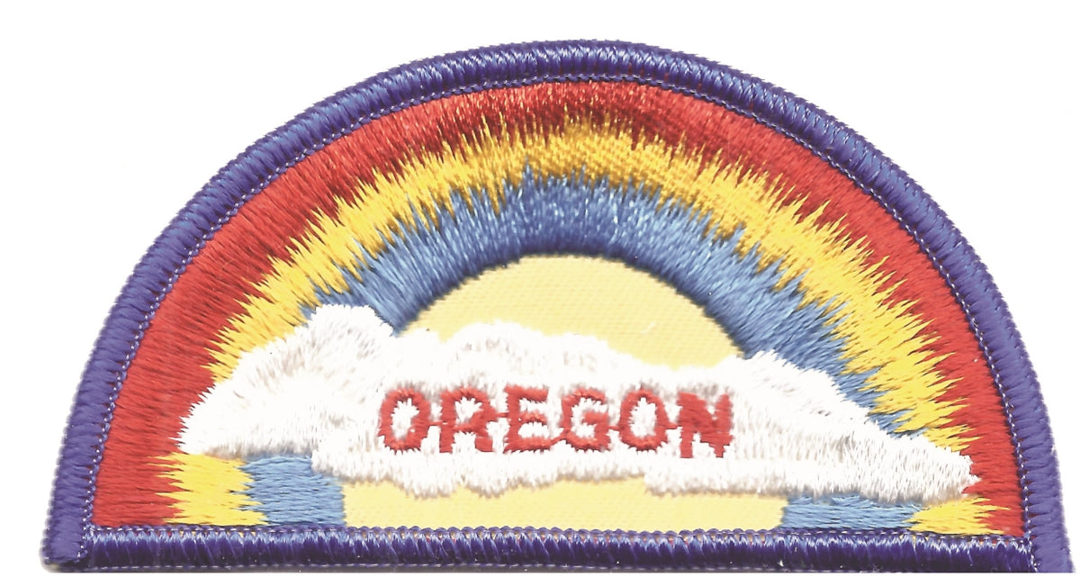 OREGON rainbow with cloud souvenir embroidered patch VINTAGE SEW ON - OR-05