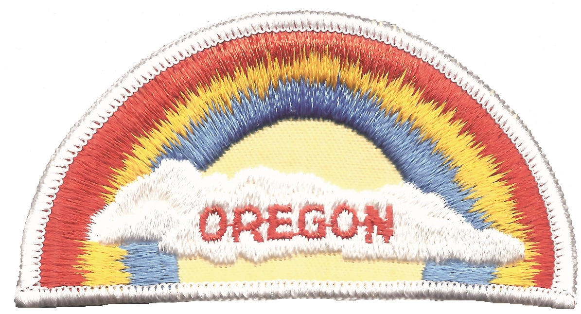 OREGON rainbow with cloud souvenir embroidered patch VINTAGE SEW ON - OR-05